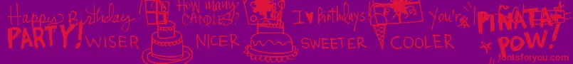 DjbItsMyBirthday Font – Red Fonts on Purple Background