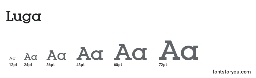 Размеры шрифта Luga