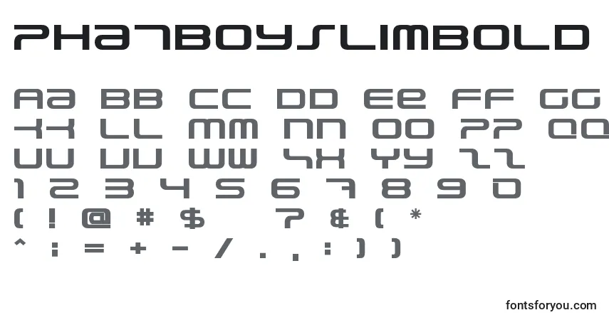 Шрифт PhatboySlimBold – алфавит, цифры, специальные символы