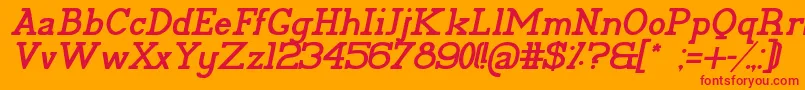 Czcionka PelidaItalicBold – czerwone czcionki na pomarańczowym tle