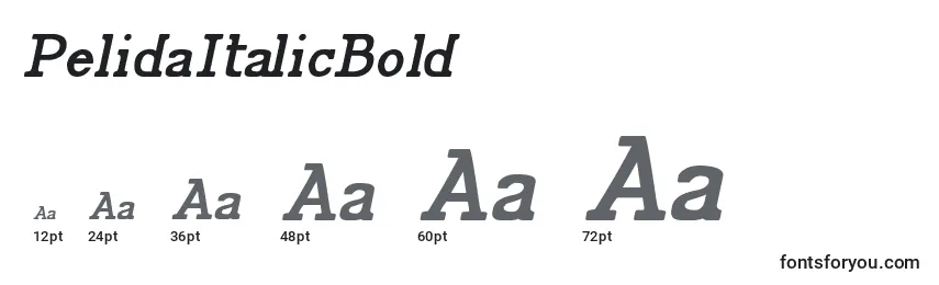 Размеры шрифта PelidaItalicBold