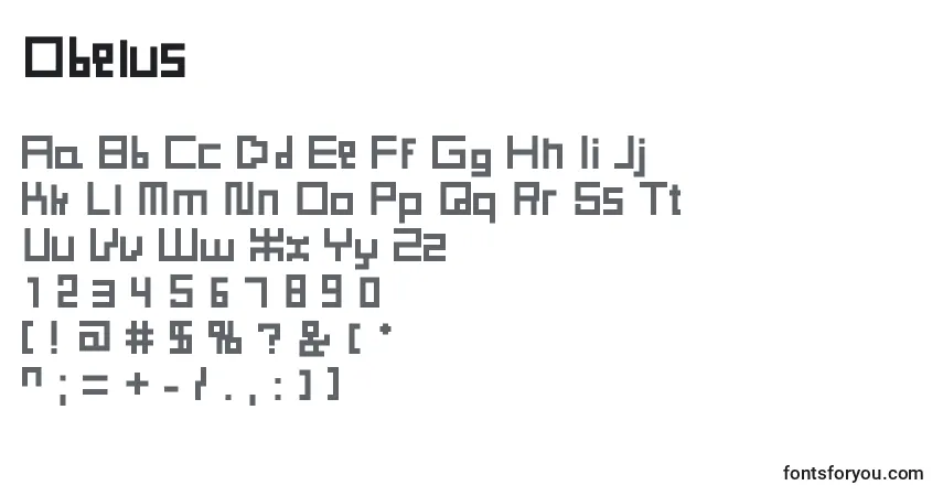 Schriftart Obelus – Alphabet, Zahlen, spezielle Symbole