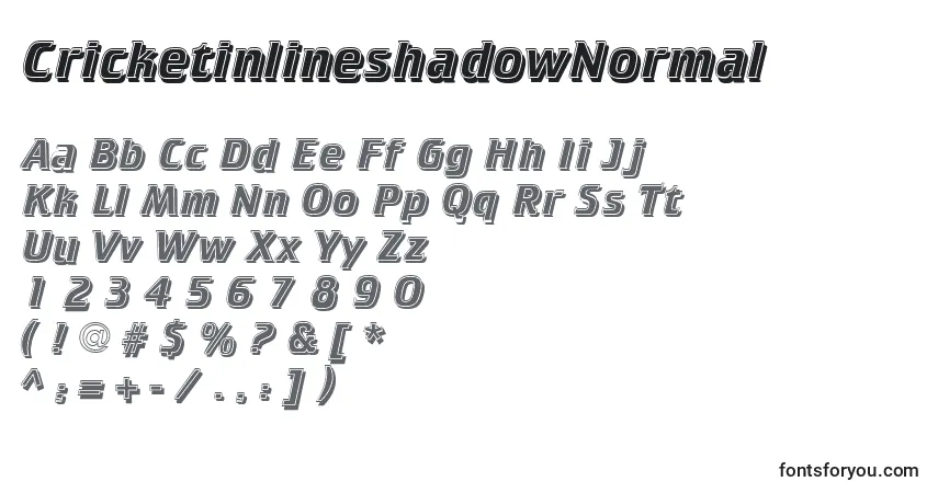 CricketinlineshadowNormal Font – alphabet, numbers, special characters