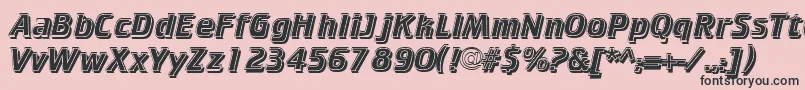 CricketinlineshadowNormal-fontti – mustat fontit vaaleanpunaisella taustalla