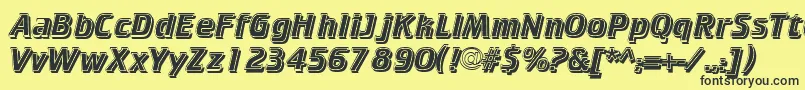 CricketinlineshadowNormal-Schriftart – Schwarze Schriften auf gelbem Hintergrund