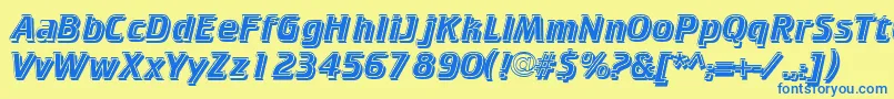 フォントCricketinlineshadowNormal – 青い文字が黄色の背景にあります。