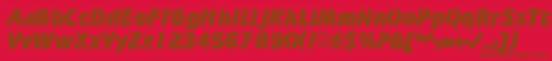 CricketinlineshadowNormal-Schriftart – Braune Schriften auf rotem Hintergrund