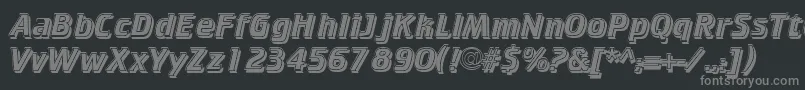 CricketinlineshadowNormal-fontti – harmaat kirjasimet mustalla taustalla