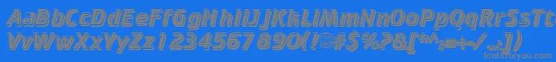 CricketinlineshadowNormal-fontti – harmaat kirjasimet sinisellä taustalla