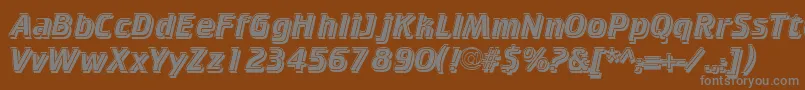 CricketinlineshadowNormal-fontti – harmaat kirjasimet ruskealla taustalla