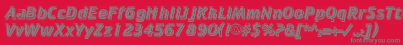 CricketinlineshadowNormal-fontti – harmaat kirjasimet punaisella taustalla