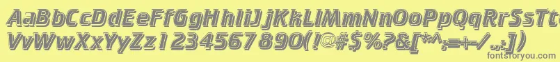 CricketinlineshadowNormal-Schriftart – Graue Schriften auf gelbem Hintergrund