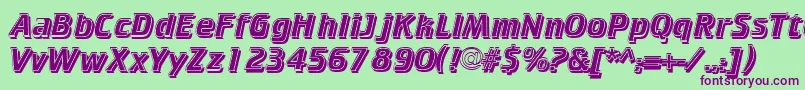 CricketinlineshadowNormal-fontti – violetit fontit vihreällä taustalla