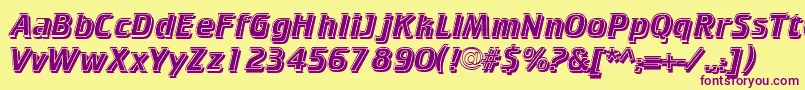 フォントCricketinlineshadowNormal – 紫色のフォント、黄色の背景