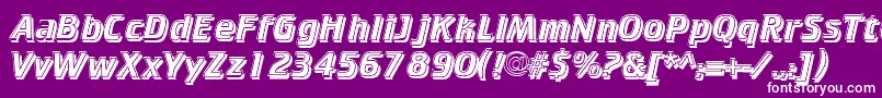 CricketinlineshadowNormal-fontti – valkoiset fontit violetilla taustalla