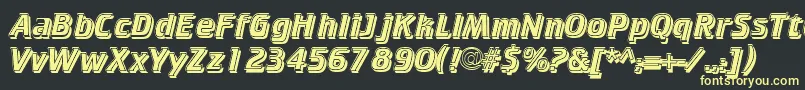 CricketinlineshadowNormal-fontti – keltaiset fontit mustalla taustalla