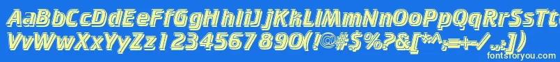 CricketinlineshadowNormal Font – Yellow Fonts on Blue Background
