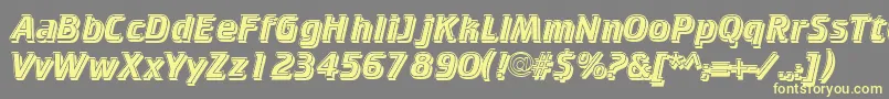 CricketinlineshadowNormal-Schriftart – Gelbe Schriften auf grauem Hintergrund