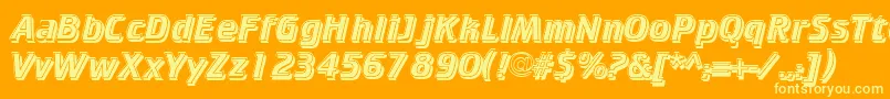 CricketinlineshadowNormal-Schriftart – Gelbe Schriften auf orangefarbenem Hintergrund