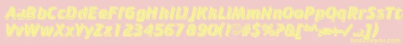 CricketinlineshadowNormal-Schriftart – Gelbe Schriften auf rosa Hintergrund