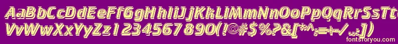 CricketinlineshadowNormal-fontti – keltaiset fontit violetilla taustalla