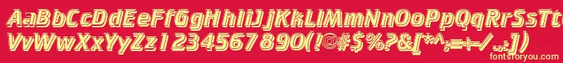 CricketinlineshadowNormal-fontti – keltaiset fontit punaisella taustalla