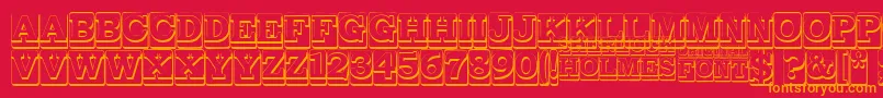 SherlockHolmes-Schriftart – Orangefarbene Schriften auf rotem Hintergrund