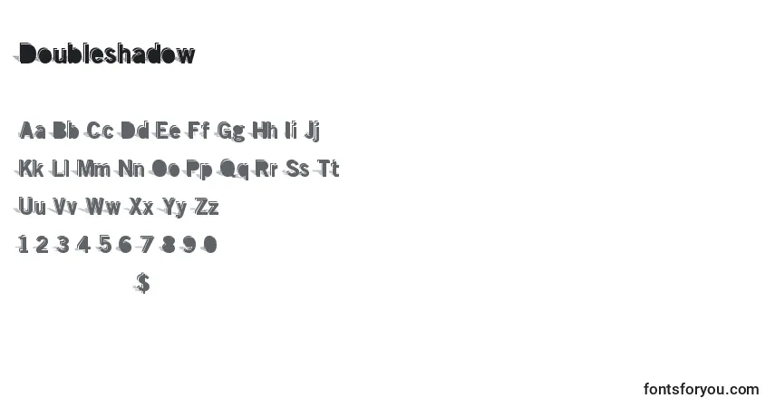 A fonte Doubleshadow – alfabeto, números, caracteres especiais