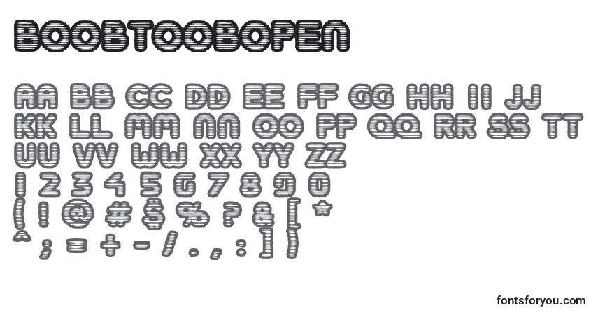 Czcionka Boobtoobopen – alfabet, cyfry, specjalne znaki