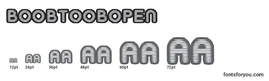 Размеры шрифта Boobtoobopen