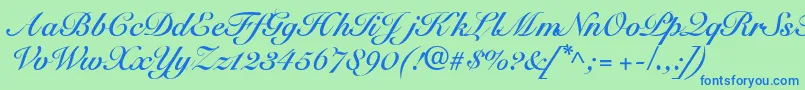 SnellbounddbBold-Schriftart – Blaue Schriften auf grünem Hintergrund