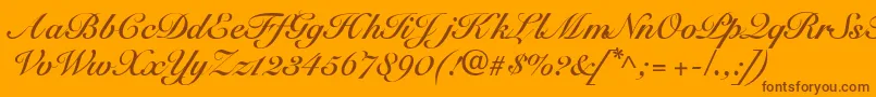 SnellbounddbBold-Schriftart – Braune Schriften auf orangefarbenem Hintergrund