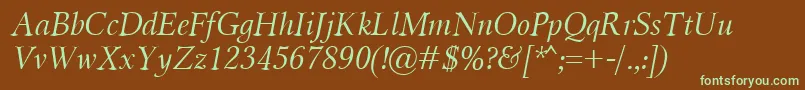 MiramarItalic Font – Green Fonts on Brown Background