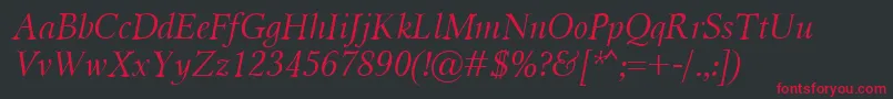 Czcionka MiramarItalic – czerwone czcionki na czarnym tle