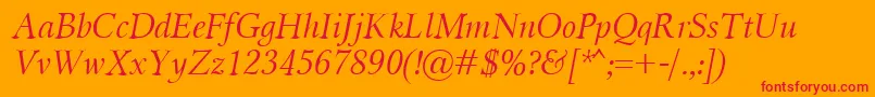 MiramarItalic-fontti – punaiset fontit oranssilla taustalla