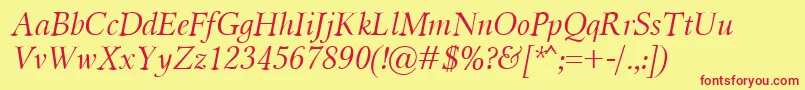 MiramarItalic Font – Red Fonts on Yellow Background