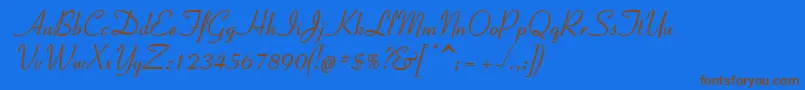 Coronetc-Schriftart – Braune Schriften auf blauem Hintergrund