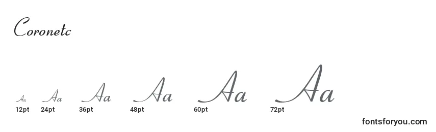 Coronetc Font Sizes