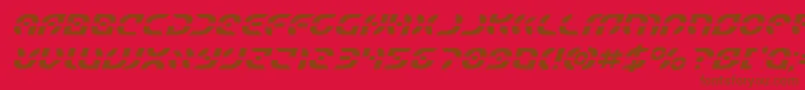 Weitere Informationen zur Starfighterital-Schriftart Starfighterital-Schriftart – Braune Schriften auf rotem Hintergrund
