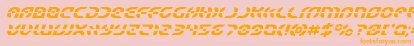 Starfighterital-Schriftart – Orangefarbene Schriften auf rosa Hintergrund