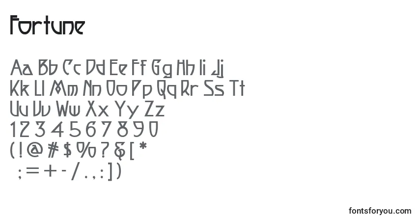 Schriftart Fortune – Alphabet, Zahlen, spezielle Symbole