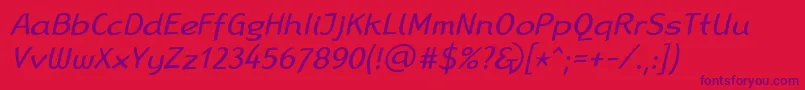 フォントLinotypeRanaItalic – 赤い背景に紫のフォント