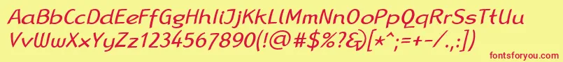 フォントLinotypeRanaItalic – 赤い文字の黄色い背景
