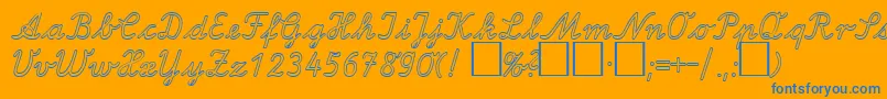 LaOutlineDb-Schriftart – Blaue Schriften auf orangefarbenem Hintergrund