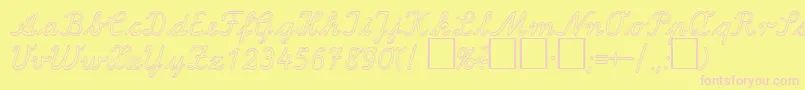 LaOutlineDb Font – Pink Fonts on Yellow Background