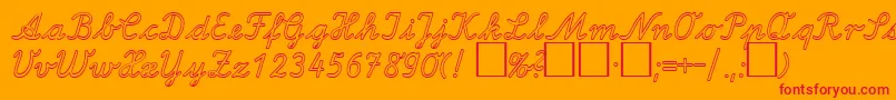 LaOutlineDb-Schriftart – Rote Schriften auf orangefarbenem Hintergrund