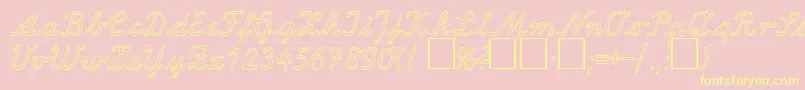 LaOutlineDb-Schriftart – Gelbe Schriften auf rosa Hintergrund