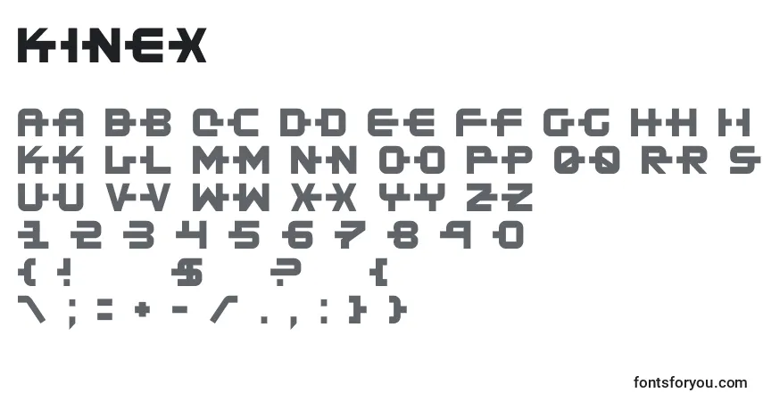 Czcionka Kinex – alfabet, cyfry, specjalne znaki