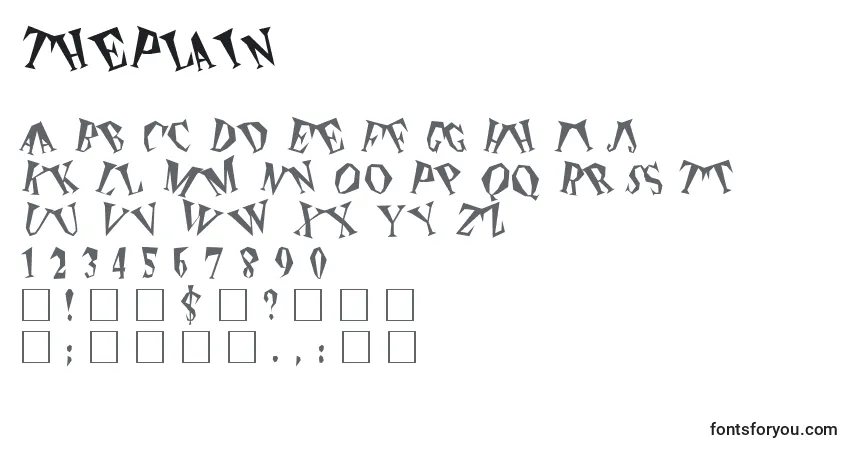 A fonte ThePlain – alfabeto, números, caracteres especiais