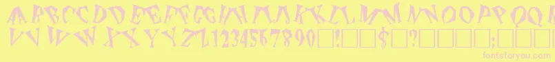 ThePlain-Schriftart – Rosa Schriften auf gelbem Hintergrund